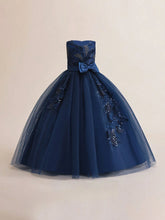 Girls Sequin Long Tulle Puffy Formal Dress